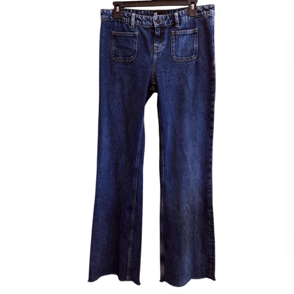 The Kooples Women’s High Rise Flat Front Flare Raw Edge Retro Style Jeans sz 27